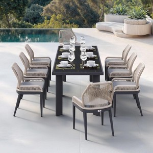 PURPLE LEAF Dining Set Patio Metal Table and Wicker Rattan Chairs for Outside Porch Garden Kitchen Modern Outdoor Furniture Sets - 1 of 4