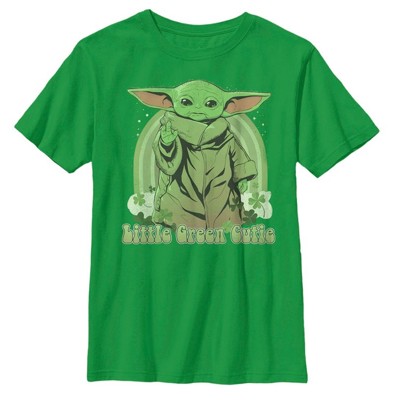 Boy's Star Wars The Mandalorian Grogu St. Patrick's Day Little Green Cutie T-Shirt, 1 of 5