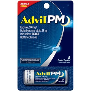 Advil PM 200mg Pain Reliever and Nighttime Sleep Aid - Ibuprofen (NSAID) - 8 Coated Caplets - 1 of 4