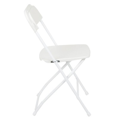 White Plastic Folding Chairs with Steel Frame, Set of 2