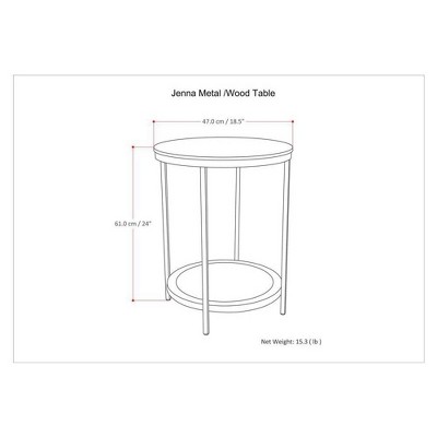 Alrich 18" Warm Grey Round Wood and Metal Side Table
