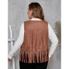 Coolmee Women's Plus Size Fringe Hem Faux Suede Open Front Cardigan Vest Coat with Button Front - 4 of 4