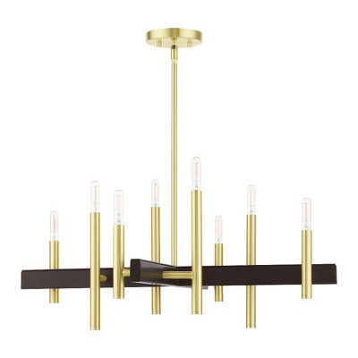 Denmark Satin Brass 8-Light Mid-Century Modern Chandelier