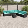 vidaXL 10 Piece Patio Sofa Set with Cushions Black Poly Rattan - 2 of 4