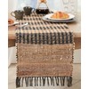 Saro Lifestyle Leather Striped Chindi Table Runner, 16"x72", Black - 3 of 3