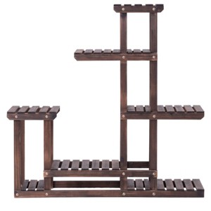 Tangkula Plant Stand Flower Racks Unit Display Shelves for Balcony Patio Walnut - 1 of 4