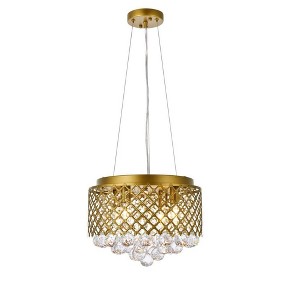Elegant Lighting Tully 4 lights pendant in brass - 1 of 4