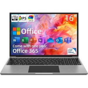 jumper Laptop, 16 Inch FHD IPS 1200p Screen, Quad Core CPU, 4GB LPDDR4 RAM 128GB ROM, Office 365 1-Year Subscription, Windows 11 Computer, WiFi - 1 of 1
