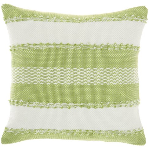 Green and white striped outdoor online pillows