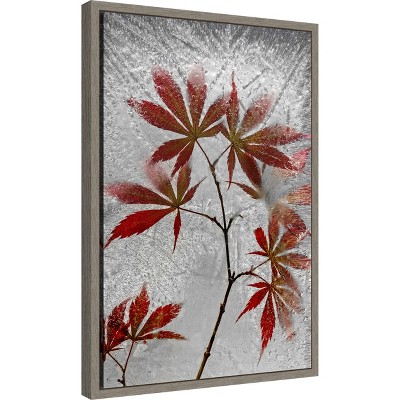 Red Maple Leaves Framed Canvas Wall Art Print