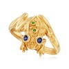 Ross-Simons 0.10 ct. t.w. Sapphire Frog Ring With Green Chrome Diopside Accents in 18kt Gold Over Sterling - 4 of 4