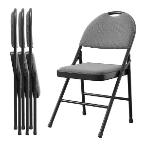 4 Pack Fabric Padded Folding Chairs, Commercial Metal Folding Chair with Padded Back, 350 Lbs Weight Capacity Comfortable Foldable Chair - 1 of 4