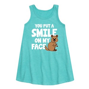Girls' - Instant Message - You Put A Smile On My Face Graphic Sleeveless Aline Dress - 1 of 4