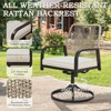 EROMMY 5 Pieces Outdoor Patio Dining Set,4 Woven Rattan Swivel Chairs With Cushions & Metal Round Table - 3 of 4