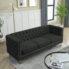 Ridstar 3 Ssat Modern Velvet Buttons Tufted Sofa with Metal Legs & Arm Couch For Living Room & Office-Black - 3 of 4