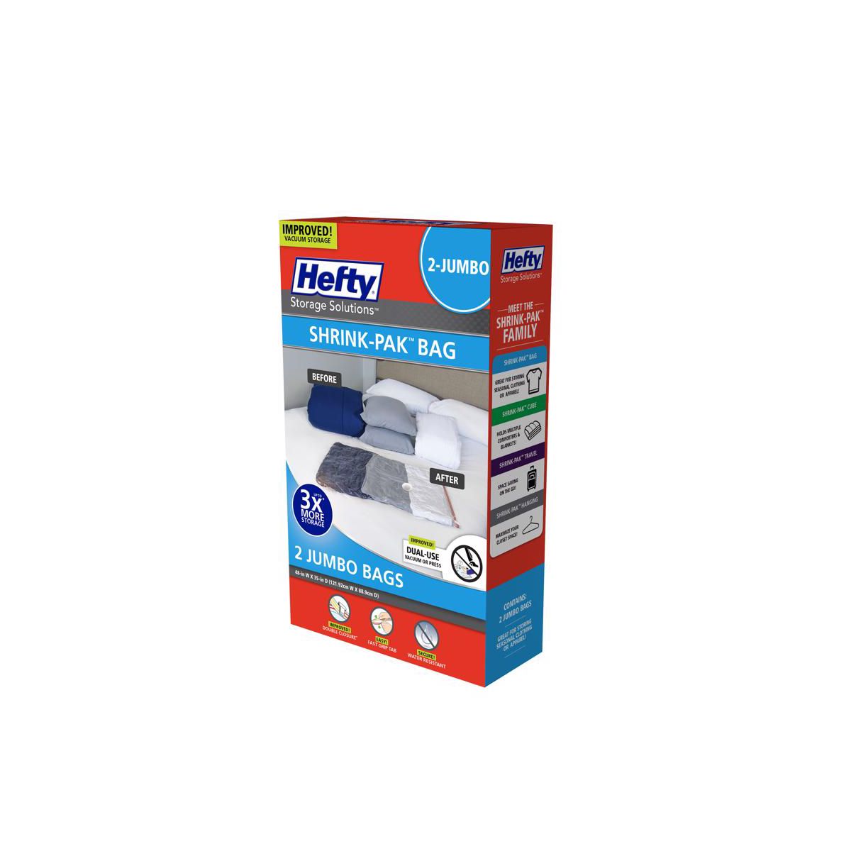 hefty shrink-pak clear jumbo vacuum cube storage bags (case of 3)