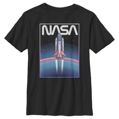 Boy's Nasa Distressed Retro Rocket Poster Style T-shirt : Target