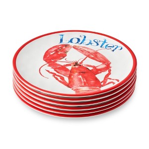 Certified International (Set of 6) 9" Beach House Lobster Melamine Salad Plates - 1 of 4