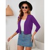 Clearlove Women's 3/4 Sleeve Open Front Cropped Cardigan Sweater Lightweight Knit Short Shrugs - 4 of 4