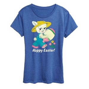 Women's - Instant Message - Vintage Happy Easter Short Sleeve Graphic T-Shirt - 1 of 4