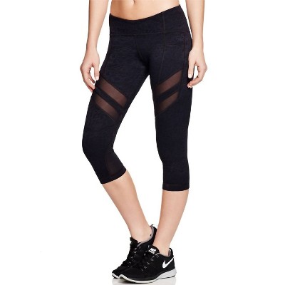 Women's ELASTIC WAIST SOLID MESH TRIM ACTIVE CAPRI LEGGINGS - VIMMIA