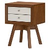 Warwick Two-tone Modern Accent Table and Nightstand Walnut/White - Baxton Studio: Dual Drawer Storage, MDF Composite Frame - 2 of 4