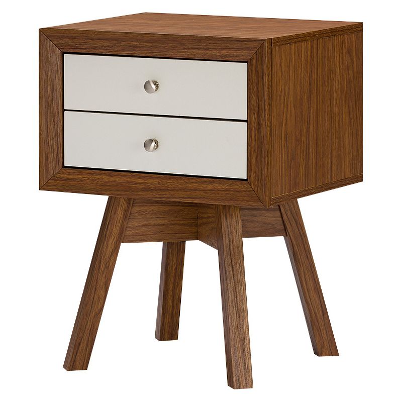 Warwick Two-tone Modern Accent Table and Nightstand Walnut/White - Baxton Studio, 3 of 8