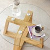 Vynxaria Modern practical circular coffee tables, glass tabletop for living rooms ,bedrooms,Beige - 3 of 4
