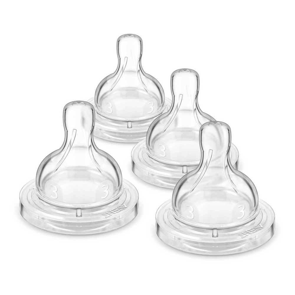 Photos - Bottle Teat / Pacifier Philips Avent 4pk Anti-Colic Baby Bottle Nipple - Flow 3 