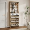 Munora Oak Color Shoe Cabinet - 3 Doors, 2 Drawers with Hanger, PVC Doors - Large Storage for Entryway/Hallway - 3 of 4