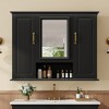 Akoasm 36 in. W Modern Wall-Mounted Three-Door Bathroom Vanity with Mirror-Black - 3 of 4