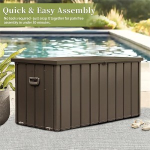 100 Gallon Outdoor Storage Deck Box, Lockable Storage Container, Utility Storage Bench For Outside Cushions, Throw Pillows, Pool Supplies - 1 of 4