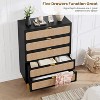 DobleePy Rattan 5 Drawer Tall Dresser – Deep Storage Chest, Floor Standing Wooden Cabinet for Bedroom, Closet, Living Room - 4 of 4