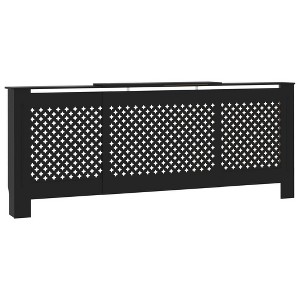 vidaXL Modern Adjustable MDF Radiator Cover, Sleek Design, Versatile Shelf, Durable Construction, Black, 55.9"-80.7"x8.1"x32.1" - 1 of 4
