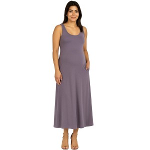 Maternity Scoop Neck Sleeveless Maxi Dress - 24seven Comfort Apparel™ - 1 of 4