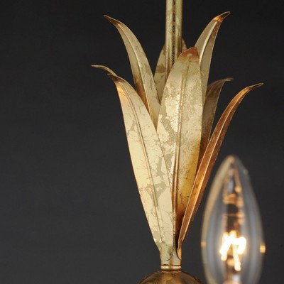 Gold Leaf 3-Light Candle Chandelier with Off-White Covers