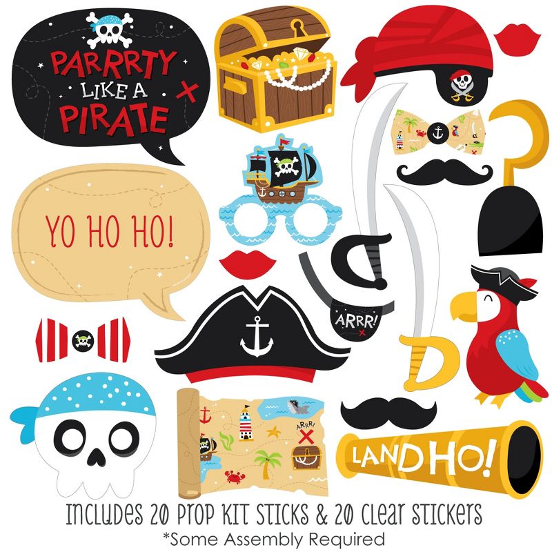 Big Dot of Happiness Pirate Ship Adventures - Skull Birthday Party Photo Booth Props Kit - 20 Count, 2 of 7