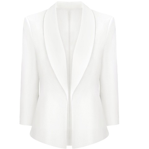 Женские пиджаки INSPIRE CHIC Women's 3/4 Sleeve Shawl Collar Open Front Lightweight Stretchy Blazer XX-Large White