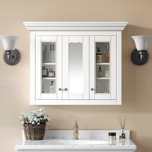 HDZNVF 35 inch Bathroom Medicine Cabinet with Mirror, 5 Closed and Adjustable Shelves - 1 of 4