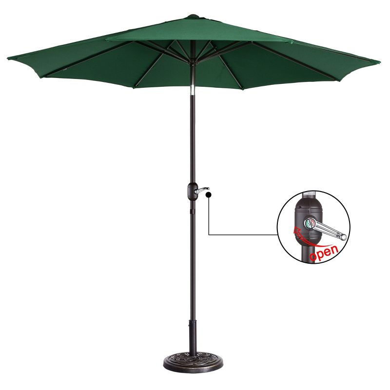 9-Foot Patio Umbrella - Easy Crank Outdoor Table Umbrella with Steel Ribs and Aluminum Pole for Deck, Porch, Backyard, or Pool by Villacera (Green), 2 of 8