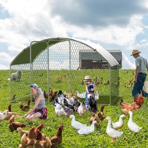 Large Metal Chicken Coop with Run, Walkin Poultry Cage for Yard with Waterproof Cover, Doom Roof for Hen House, Duck and Rabbit - 1 of 4