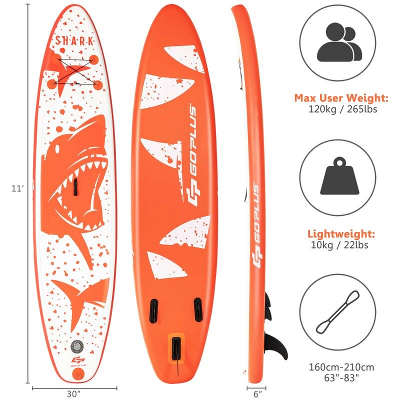 Costway 10'5''/11' Inflatable Stand Up Paddle Board with Backpack Aluminum Paddle Pump, 2 of 11