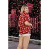 LA LEELA Women's Beach Funny Santa Claus Party Button Down Shirt Blouse Tops Shirts Hawaiian Christmas Tree Blouses for Women - 4 of 4