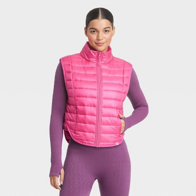 Women's Zipper Quilted Relaxed Puffer Vest Poplin Lightweight