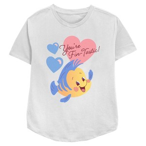 Women's The Little Mermaid Flounder You're Fin-Tastic T-Shirt - 1 of 3