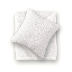 50"x60" Nova Reversible Faux Shearling Throw Blanket and 18"x18" Square Throw Pillow Set - Crescent & Starlight - 1 of 4
