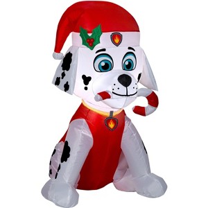 Gemmy Christmas Airblown Inflatable Marshall Fire dog w/candy cane, 3 ft Tall, Red - 1 of 3