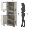 Bathroom Cabinet, Freestanding Storage Cabinet with Glass Doors and Adjustable Shelves and Drawers, 67" Tall Cabinet for Kitchen, Pantry - 2 of 4
