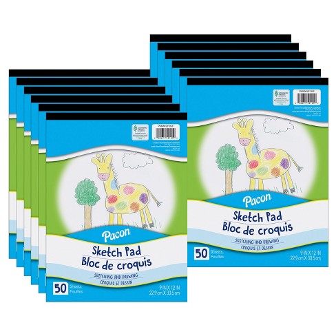 Pacon Sketch Pad, White, 9 X 12, 50 Sheets, Pack Of 12 : Target