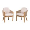 Set of 2 Outdoor Rope-Woven Dining Chairs with Cushions and Comfortable Backrests,Wood Patio Seating for Backyard, Balcony, or Deck–The Pop Home - 2 of 4